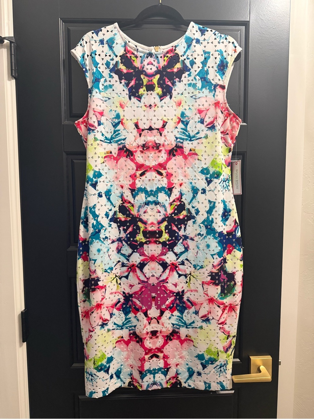 Bisou Bisou Multicolor Kaleidoscope Pattern Midi Dress